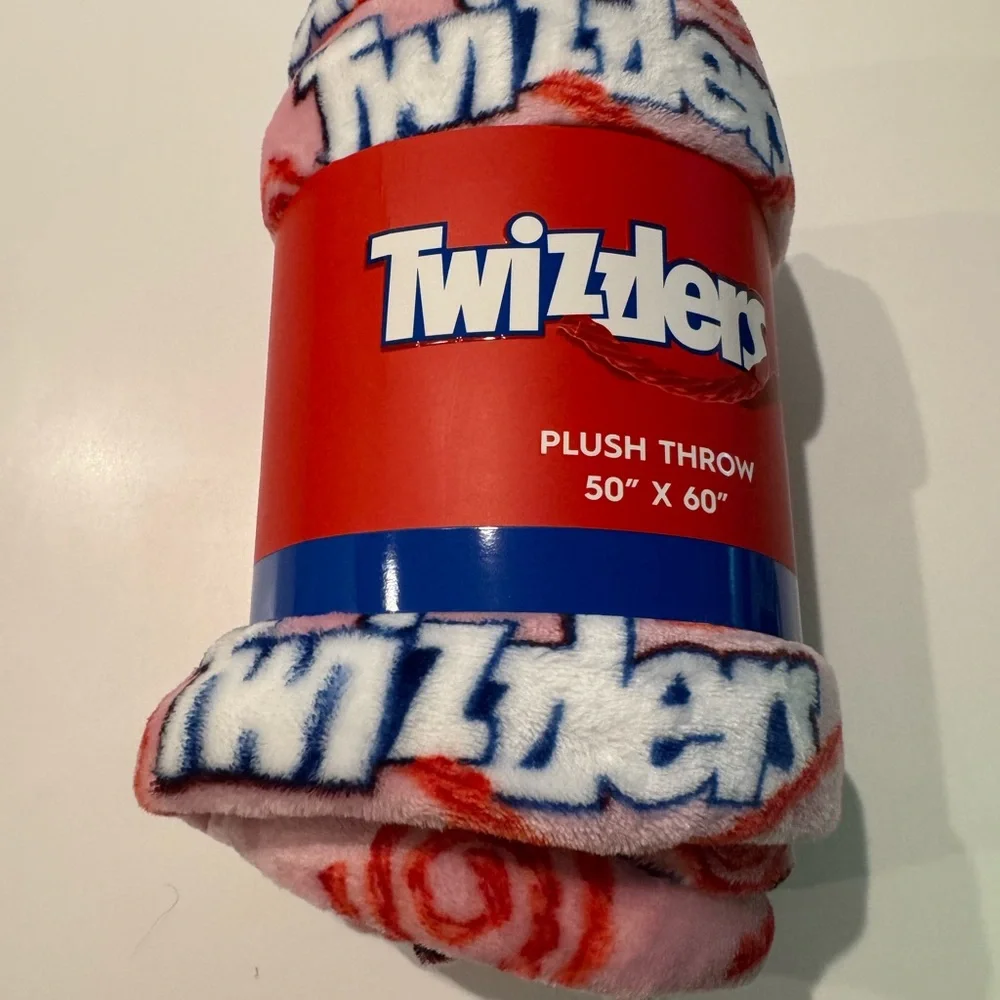 TWIZZLERS LICORICE 50” x 60” Pink Plush Throw Blanket - Branded Cozy Throw